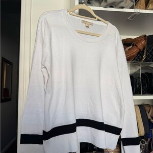 Michael Kors White and Black Crew Neck Sweater